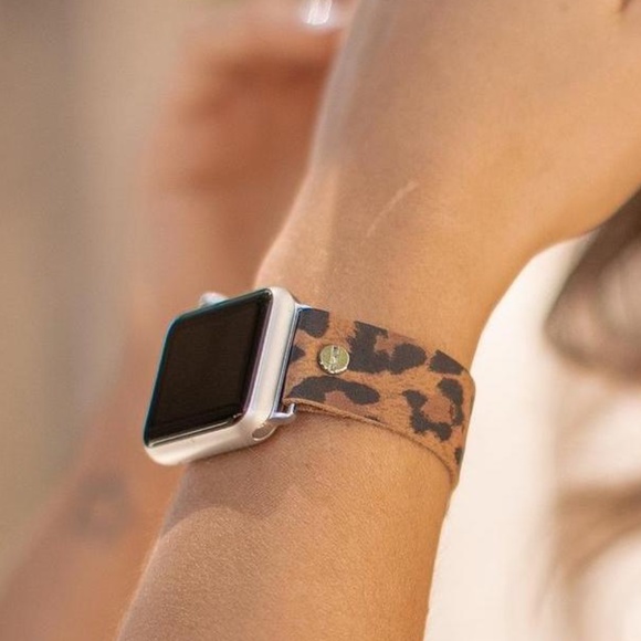 Leopard Print Leather iWatch Band Series 7 Silver Jewelry Feminine Bracelet main image 5